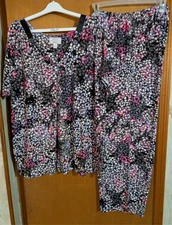 Carole Hochman Heavenly Soft Sleepwear Pajamas 3X black multicolor