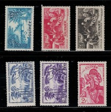LOT DE 6 TP NEUFS** MNH, GUINEE, SANS RF, 1943/44