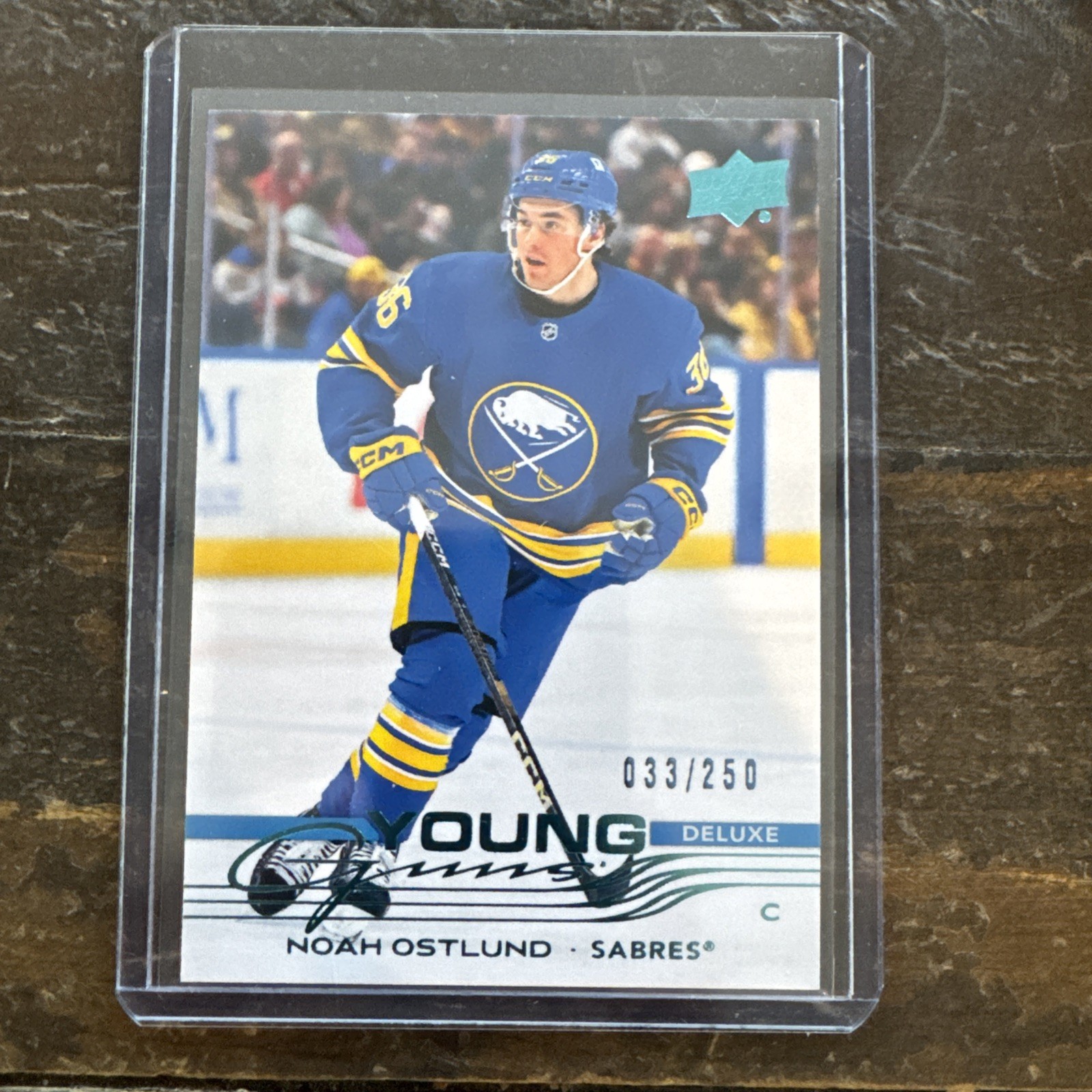 2025-26 Upper Deck Noah Ostlund Young Guns Deluxe /250  #219 Buffalo Sabres