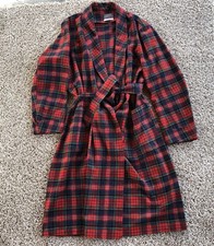 Vintage Pendleton Tartan Plaid Robe Size Large Red Authentic Macpherson Wool USA