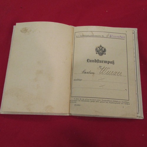 RARE post WW1/preWW2 Landsturmpass Military Passport Imperial German Army