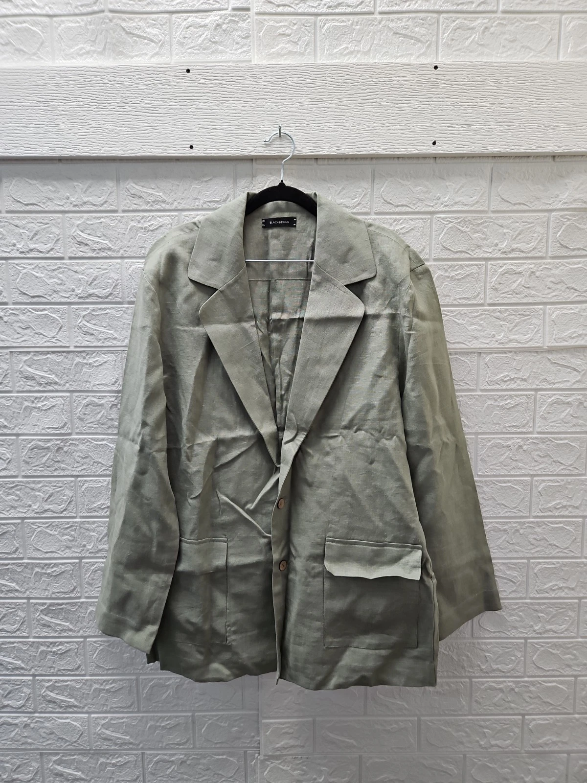 New Black Ficus Men's Linen Jacket Olive Sz M image 1