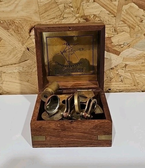 Vintage Nautical Sextant Replica With Wooden Storage Box — image 2