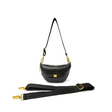 THINK ROYLN Women's Shining Star Crossbody Belt Bag Shiny Black NWT