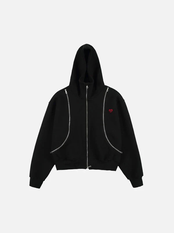 NWT $90 SZ XL Aelfric Eden Boxy Zip Up Hoodie BLACK HEART