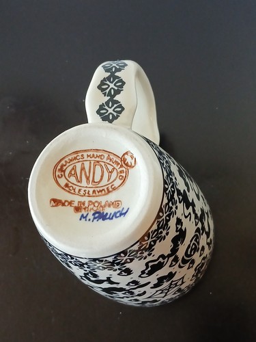 Andys Large Unikat Polish Pottery Halloween Mug 16 oz Cats Witches Pumpkins - Picture 4 of 6