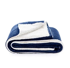 Linenspa Cover for Weighted Blanket, Sherpa 36"x 48" Navy & White