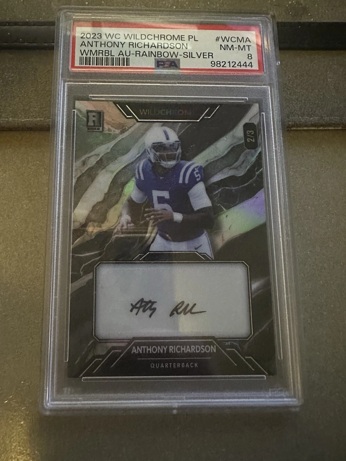Anthony Richardson Wild Card Wildchrome Pro-Look Hobby Wildmarble Autographs #WCMA Rainbow Foil-Silver