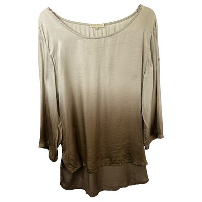 Prontomoda Giusy XL Top Ombre Silk Italy Quiet Luxury Old Money Dip Dye 1769