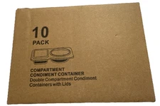 10 Pack Double Compartment Condiment Container with Lids - Reusable Snack Pack