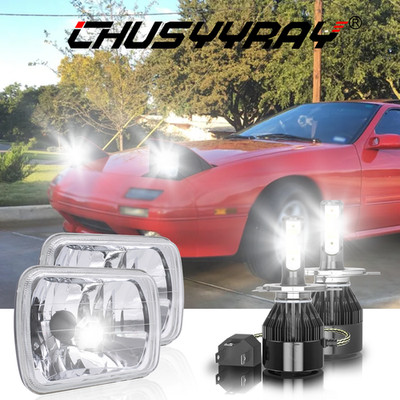 For Mazda RX-7 1986-91 Pair 5x7'' 7X6 inch LED Headlight Hi/Low Beam H4 Lights