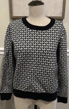 Michael Kors Women's L Sweater White on Black MK Logo