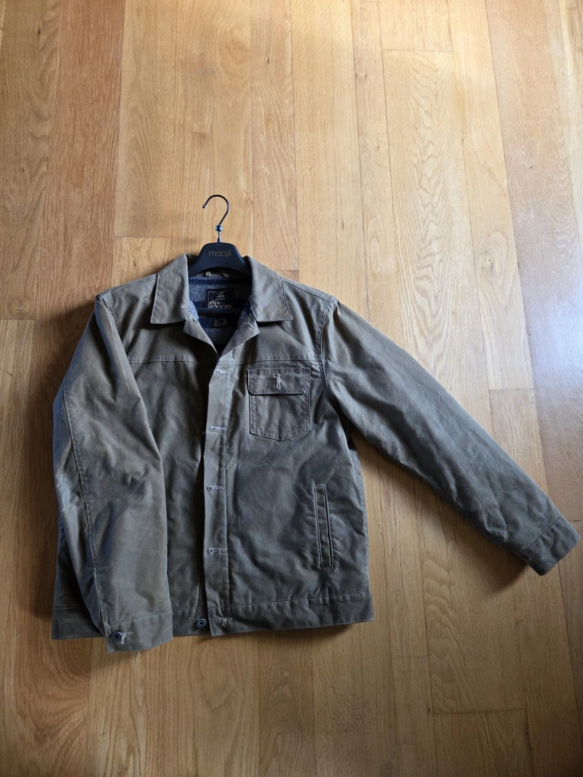 Flint And Tinder Wool Lined Waxed Trucker Jacket Size L image 1