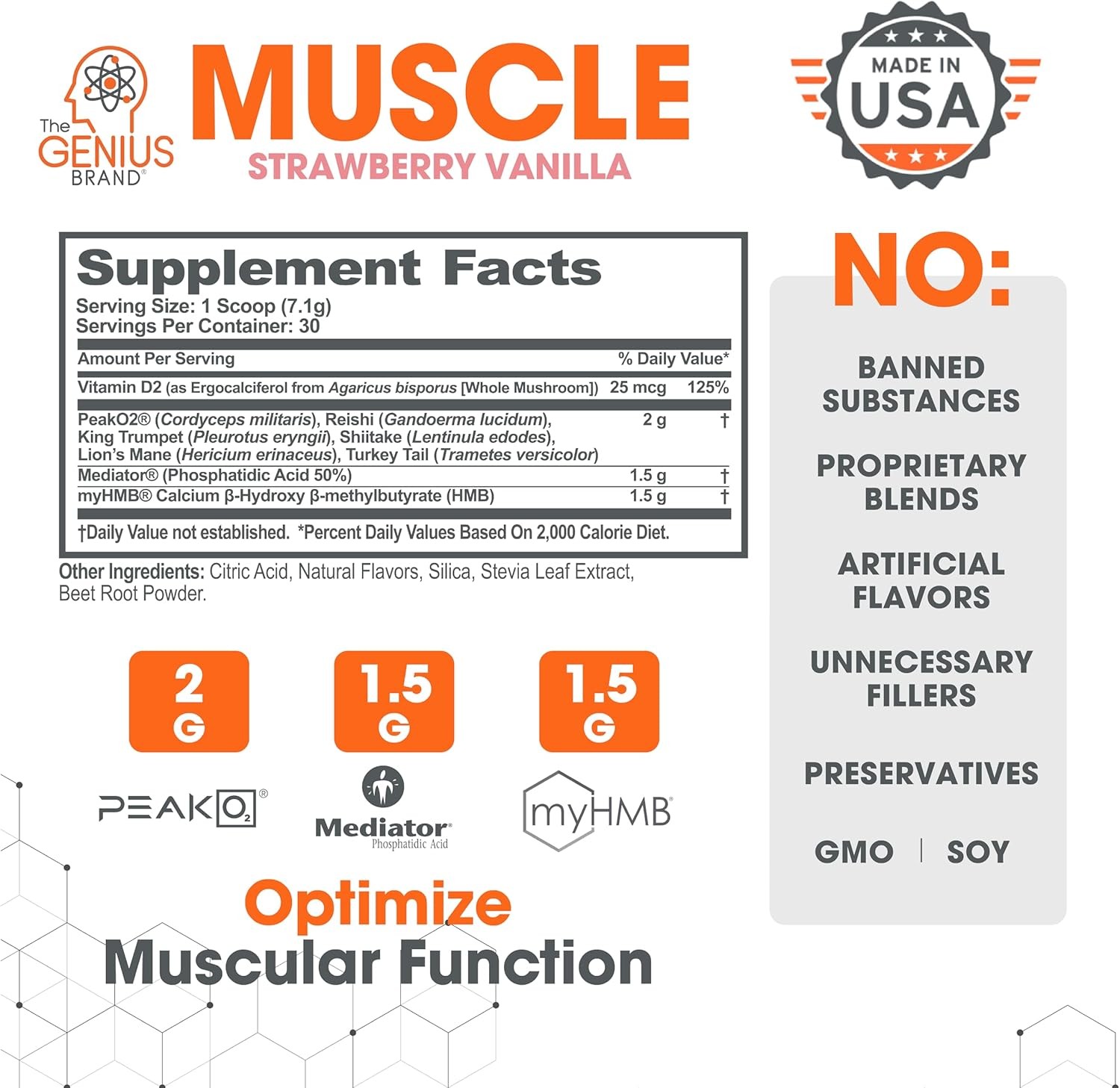 The Genius Brand - Genius Muscle Builder & Mass Gainer, Strawberry Vanilla - 100