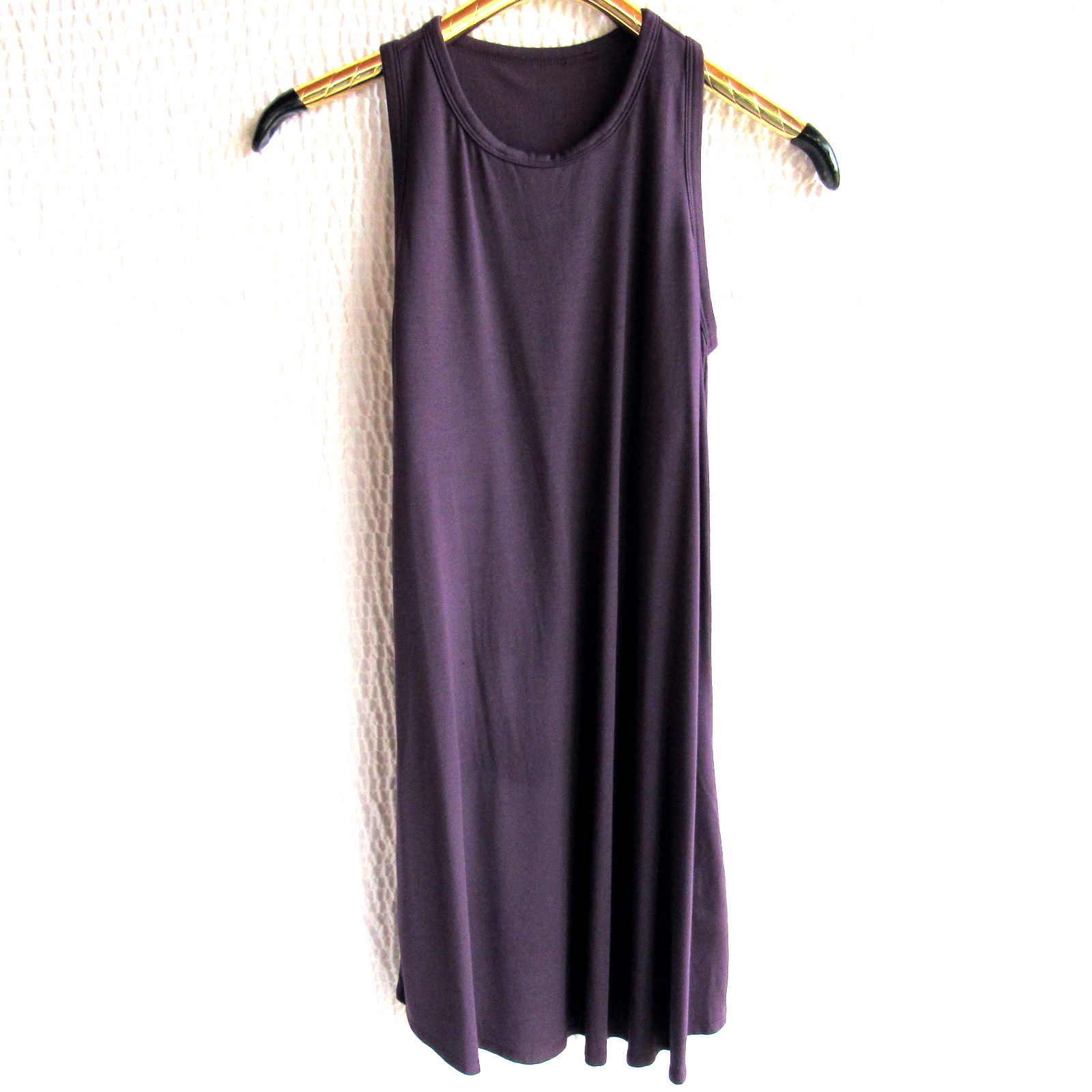 SHEBIRD Tank Dress Purple Built In Bra Pocket Stretch Size 2  Small Sheer Inset