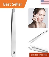 Slant Tweezers - Polished Stainless Steel, 3.5 Inch for Expert Grooming