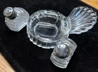 Vintage Clear Pressed Glass Salt&Pepper w/Turkey Tail/Shell Tray — photo 4