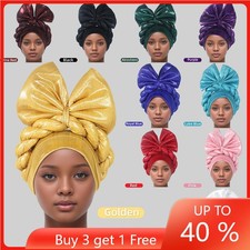 Big Bow African Women Already Turban Cap Nigeria Auto Gele Headtie Head Wrap Hat