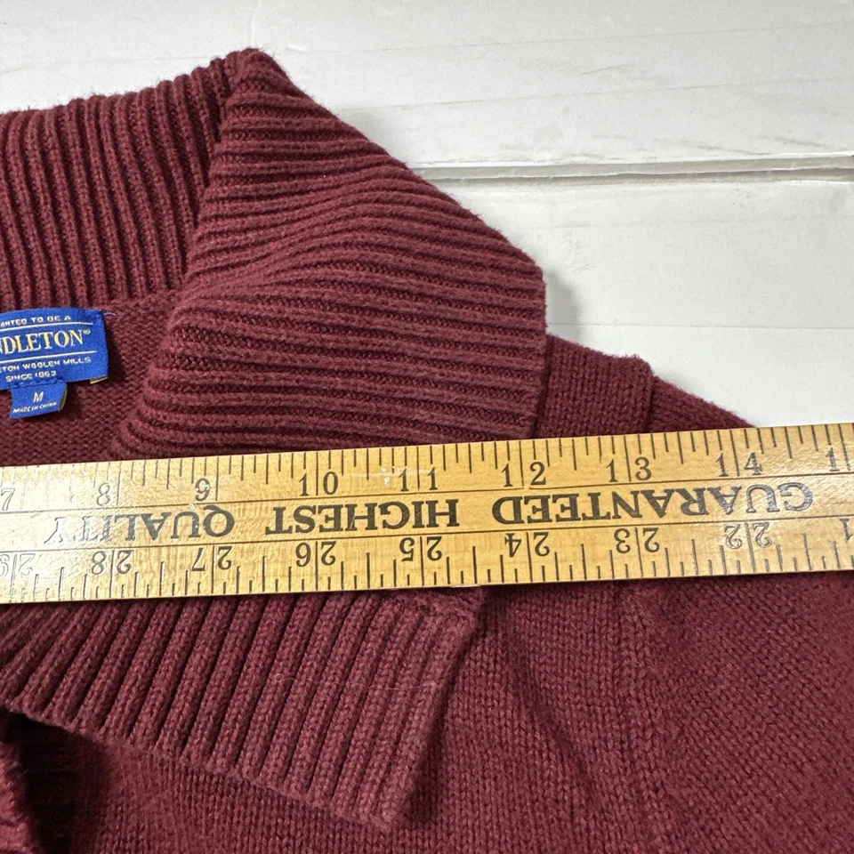 Suéter Pendleton Mujer Botón Frontal Chal Cuello Borgoña Talla-M #2361 Foto 4 de 4