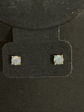 Vintage Monet iridescent Faceted Stone pierced stud earrings