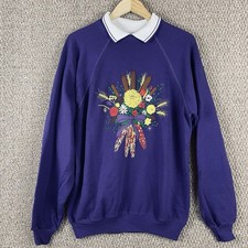 Vtg 90s Sweatshirt Women XL Grandmacore Textured Made In USA GrannyCore Y2K 318