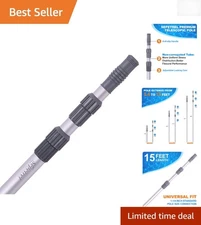 Adjustable 15-Foot Pool Cleaning Pole - Sleek Aluminum Design & Universal Fit
