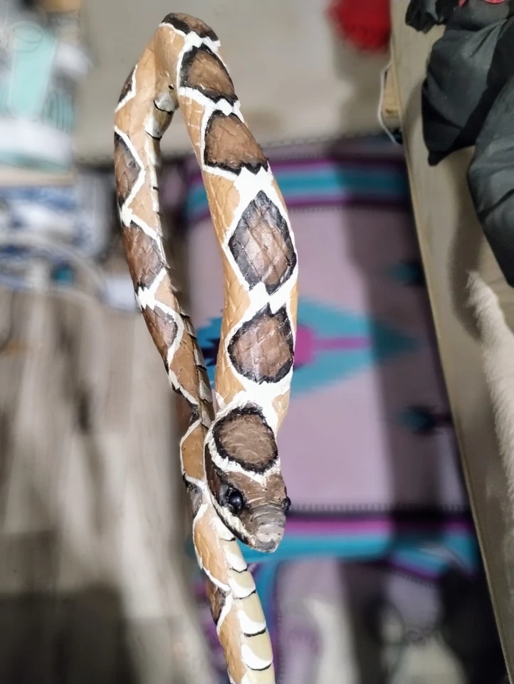 PNW bastón de madera a la deriva tallado y pintado a mano bastón de serpiente, bastones de madera Foto 3 de 4