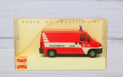 Busch 47310, Fiat Ducato, Departamento de Bomberos de la ciudad alemana de Ulm, escala 1/87 HO | Zustand: New