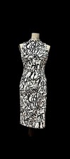 New York & Co Sheath Ruched Midi Cocktail Dress Black/White Size s