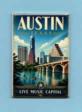 AUSTIN TEXAS TRAVEL POSTER *2X3 FRIDGE MAGNET...