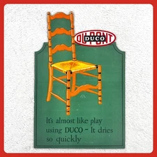 1930s DuPont Duco Paint Advertising Sign 18" Cardboard Easel Hardware Vintage