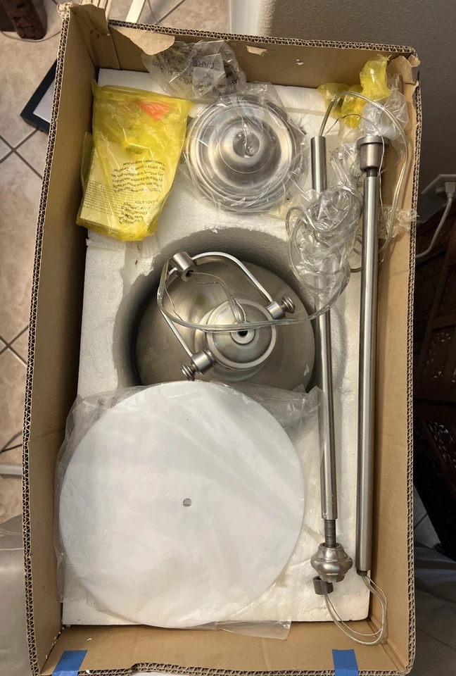 Pottery Barn Pendant Light Cortland Stainless Steel Contract Grade Industrial - Image 4 of 4