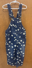 Jieshan Girls Denim With Daisy Print Long Overalls Size 5
