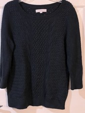 Ann Taylor LOFT Hunter Green Womens Cable Knit Sweater SzLG Super Soft