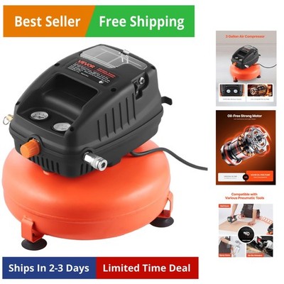 1/3HP 0.54CFM @ 90PSI Portable Pancake Air Compressor & 100PSI Max Working Pr...