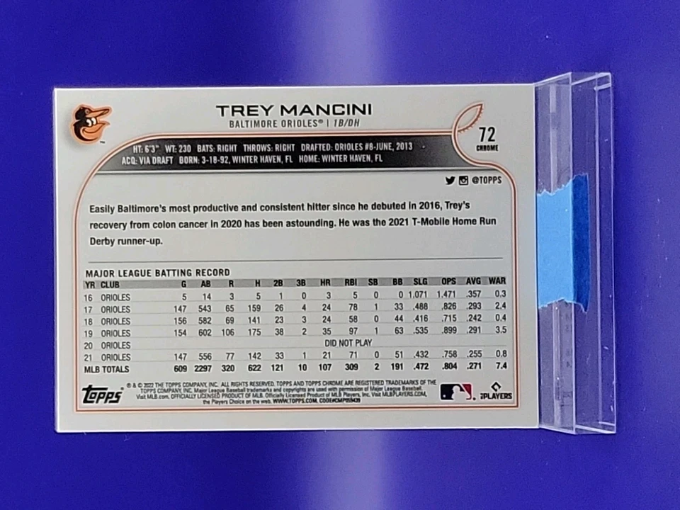 Trey Mancini 2022 Topps Chrome Black & White RayWave SP 🔥 Orioles - Image 2 of 2