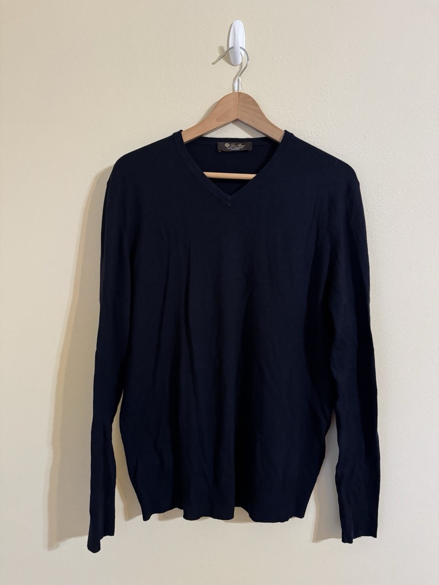 Loro Piana 100% Baby Cashmere V Neck Sweater Navy Blue 52 | eBay