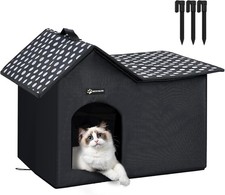 Outdoor Cat House Large Double Roof Weatherproof Insulated Wild Cat Shelter US