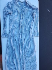 Doen Blue Long Sleve Striped Long Dress Size XS Organic Cotton