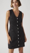 Levis Vianna Button Down Denim Vest Dress Womens Large Black Western Rockstar