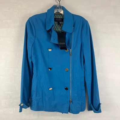 Escada Sport Jonathan Saunders Blue Zip Front Jacket Geo Lined EU 34 NWT