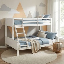 Lit Superposé Mezzanine Enfant 90x200 140x200 2 Places Blanc Massif Homestyle4u