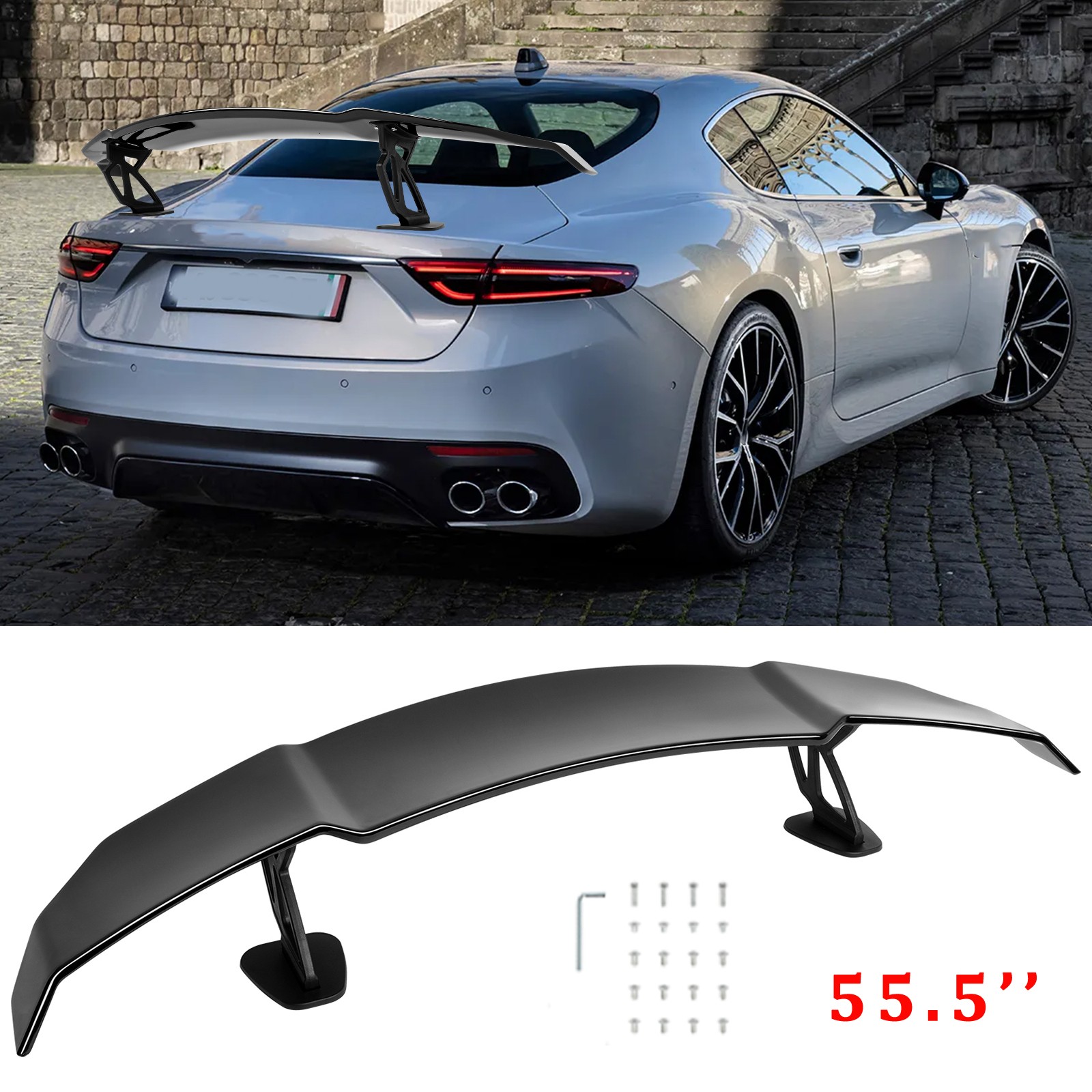 For Maserati GranTurismo 55'' GT Racing Rear Trunk Spoiler Wing Lip Glossy Black