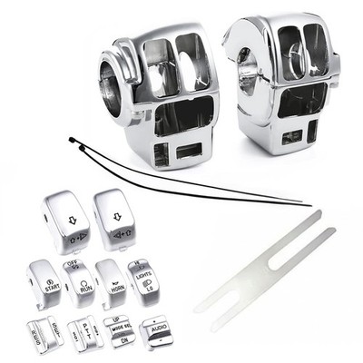 Chrome Switch Housings Caps Set Compatible with Harley Davidson Electra Glide..