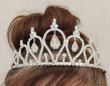 Victorian Trading Dew Drops Crystal Rhinestone Dangle Bridal Tiara Crown 44C