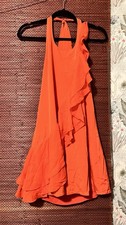 ALICE + OLIVIA SZ S orange backless halter dress ruffled sexy SILK designer