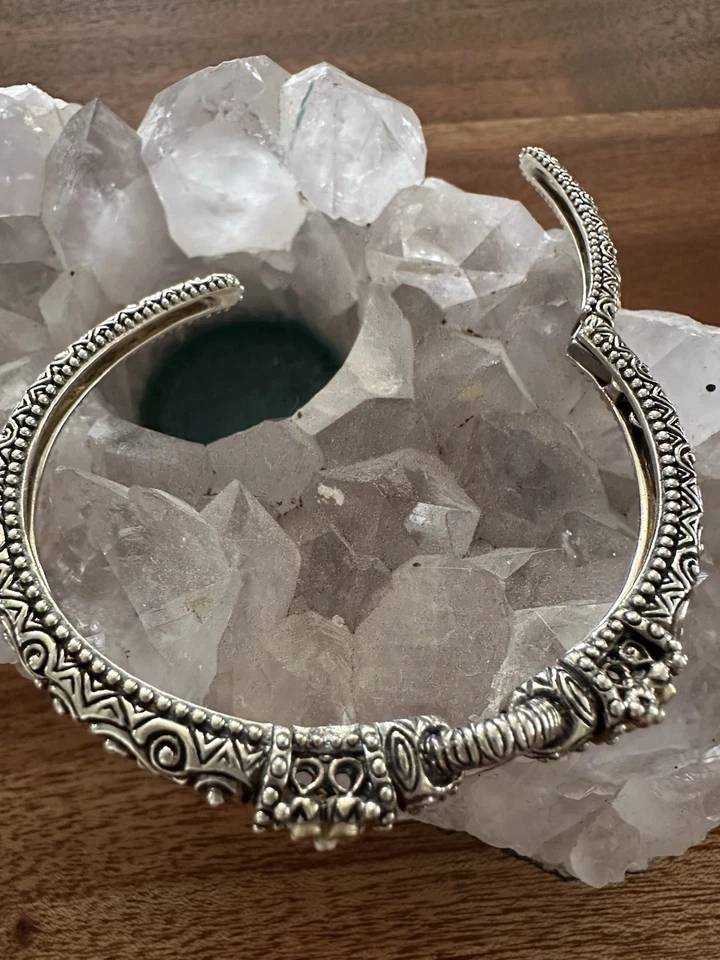 Barbara Bixby серебро и 18k золото цветок прокрутки резной на петлях браслет - Изображение 2 из 4