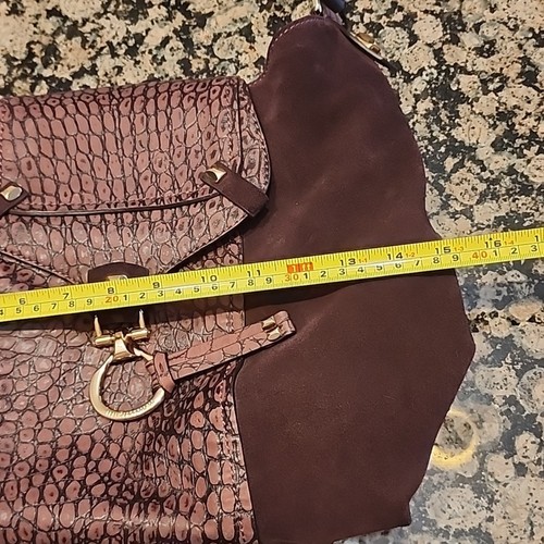 Francescobiasia italienische Wildleder Vintage Tasche mit Lederbesatz/Gold Hardware - Bild 12 von 16