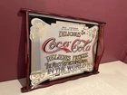 Vintage 1970s Coca Cola Mirror wood Tray
