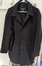 Banana Republic Men's Gray Wool Blend Overcoat XL Lined Pockets Button Mid